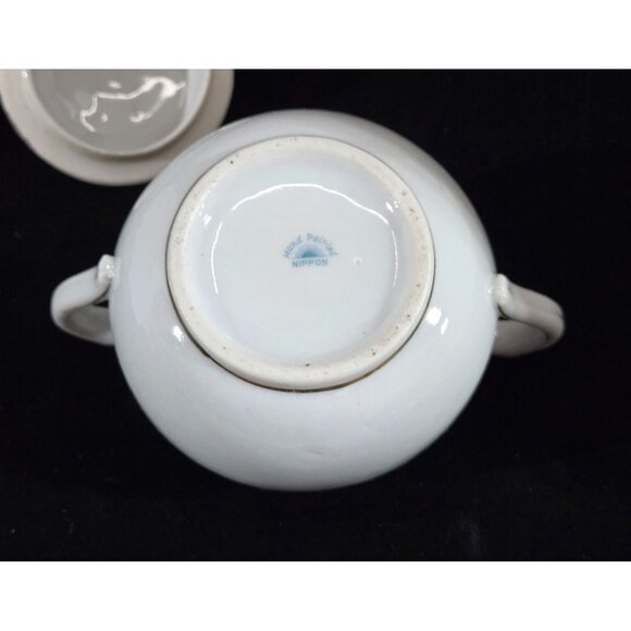 Antique Nippon Hand-Painted Creamer & Sugar Bowl Set Floral Design - Picture 8 of 10